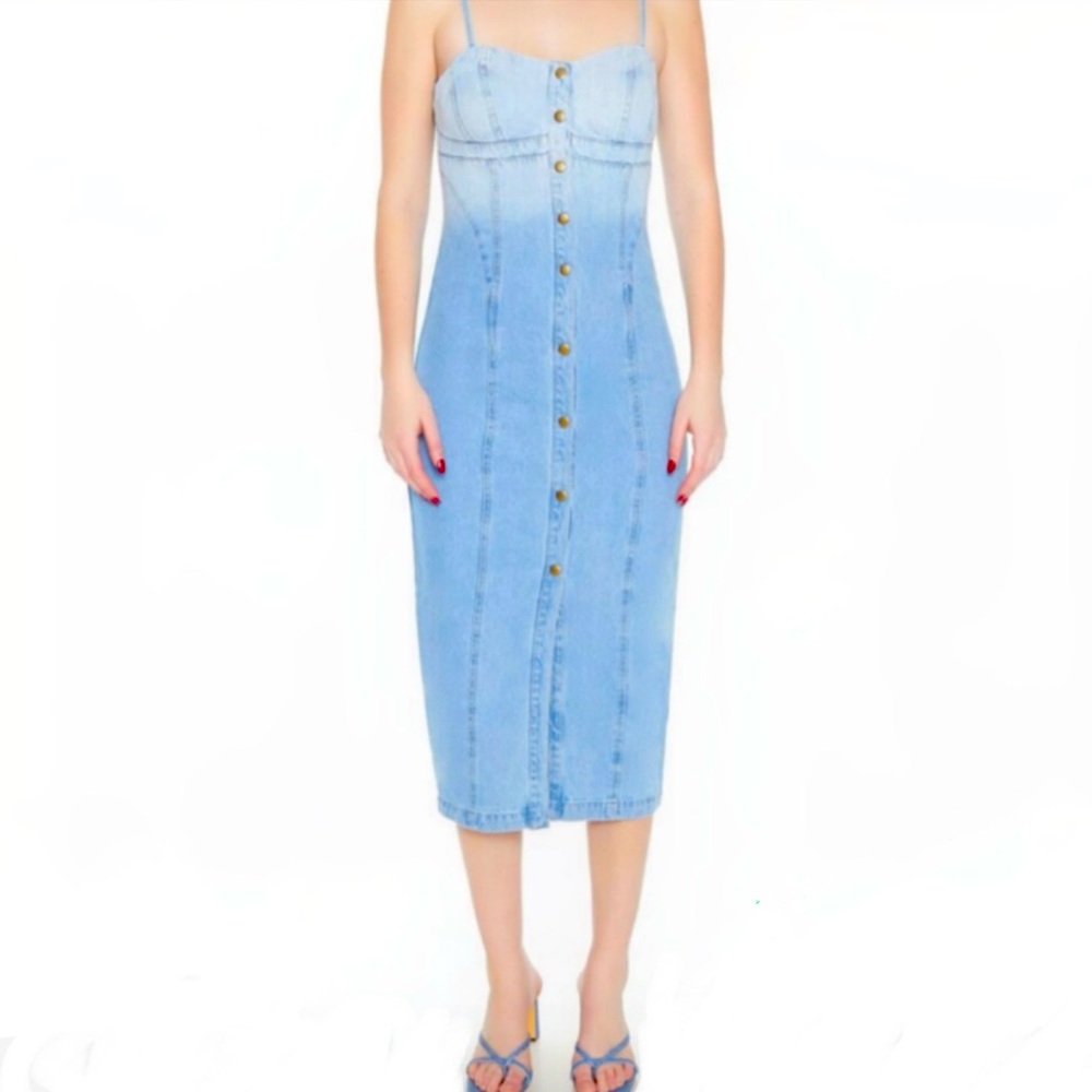 Denim Cami Midi Dress NWT